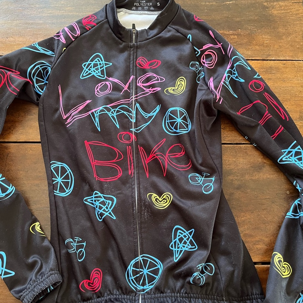 Women's Black Cycling Jacket with Colorful Graphics